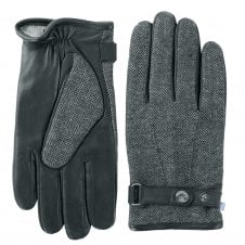 Tresanti Grey Herringbone Leather Gloves