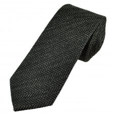 Tresanti Grey Herringbone Silk/Wool Men's Designer Tie