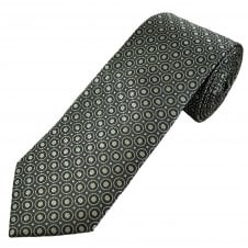Tresanti Grey, Ivory & Silver Circle Motif Pattern Men's Silk Tie