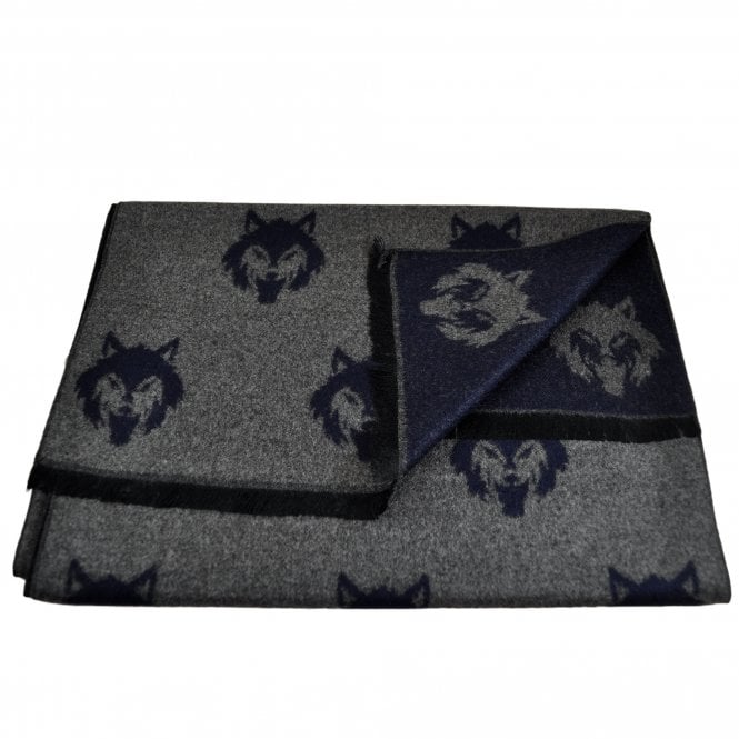 Tresanti Grey & Navy Blue Fox Reversible Scarf