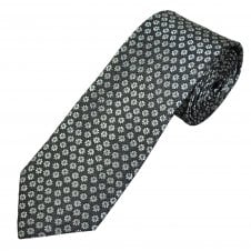 Tresanti Grey, Silver & Blue Flower Pattern Men's Silk Tie