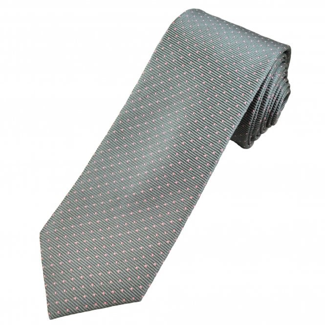 Tresanti Grey, Silver & Pink Polka Dot Men's Silk Tie