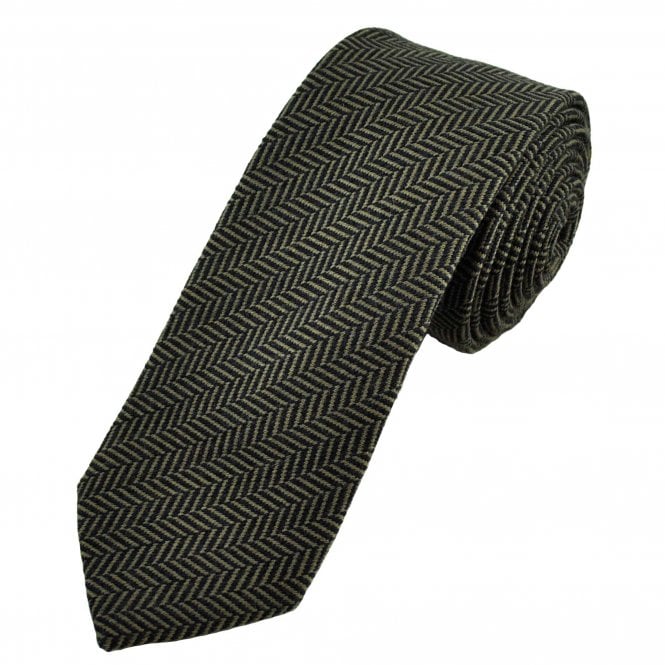 Tresanti Khaki & Navy Chevron Patterned Wool Blend Men's Tie