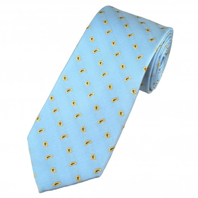 Tresanti Light Blue & Beige Paisley Patterned Men's Silk Tie
