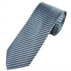 Tresanti Light Blue & Brown Striped Men's Silk Designer Tie