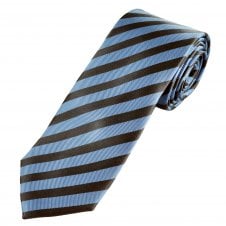 Tresanti Light Blue & Brown Striped Men's Silk Designer Tie