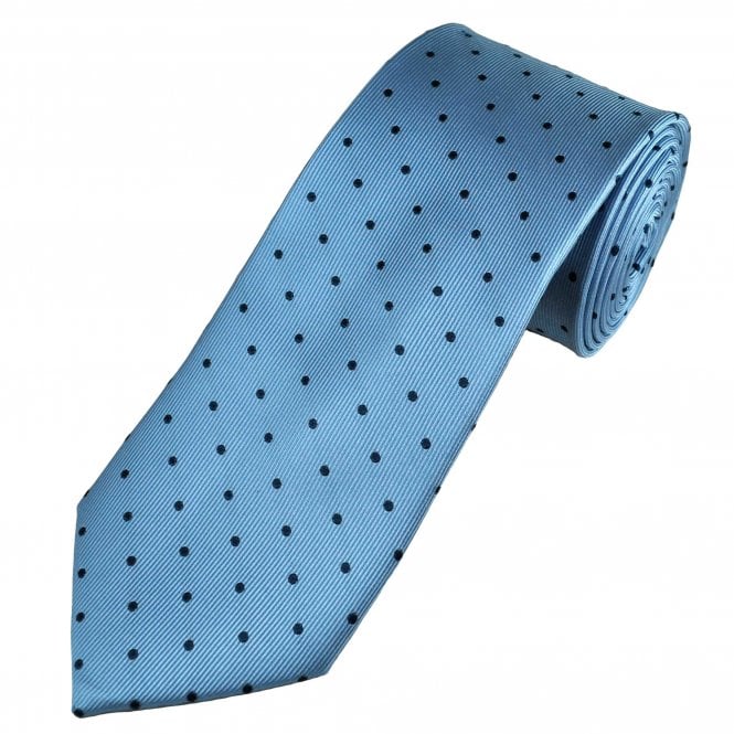 Tresanti Light Blue & Navy Polka Dot Men's Silk Designer Tie