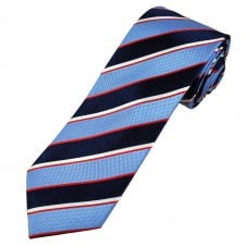 Tresanti Light Blue, Navy, White & Red Stripe Men's Silk Tie