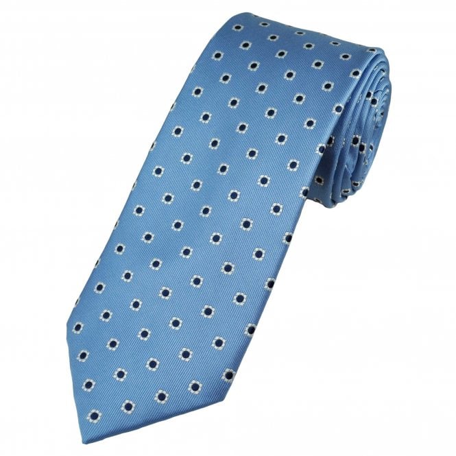 Tresanti Light Blue, White & Navy Patterned Men's Silk Designer Tie