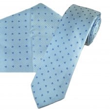 Tresanti Light Blue with Blue Love Hearts Men's Silk Tie & Pocket Square Handkerchief Set