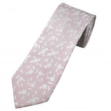 Tresanti Lilac Pink & White Floral Pattern Luxury Men's Silk Tie 