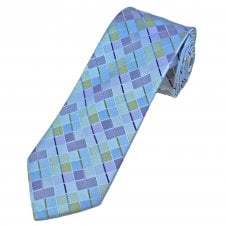 Tresanti Lilac, Purple, Olive Green, Blue & Silver Checked Men's Silk Tie