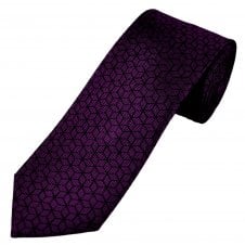 Tresanti Magenta Pink & Black Cube Pattern Men's Silk Designer Tie