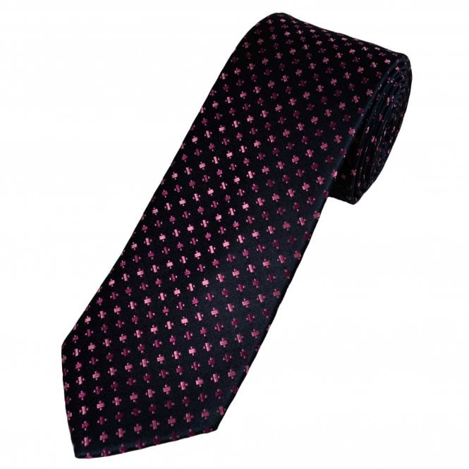 Tresanti Navy Blue, Baby Pink & Fuchsia Patterned Silk Designer Tie