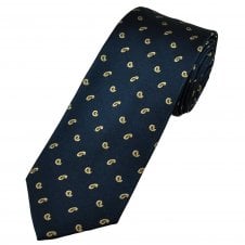 Tresanti Navy Blue & Beige Paisley Patterned Men's Silk Tie