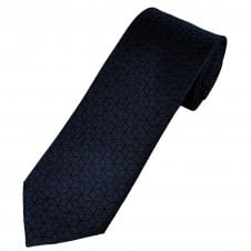 Tresanti Navy Blue & Black Cube Patterned Silk Designer Tie