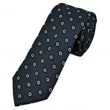 Tresanti Navy Blue, Black & Silver Pattern Wool Blend Men's Tie