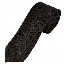 Tresanti Navy Blue & Brown Herringbone Wool Blend Men's Tie