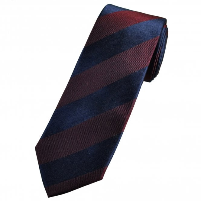 Tresanti Navy Blue & Burgundy Striped Men's Silk Designer Tie