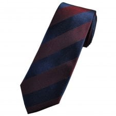 Tresanti Navy Blue & Burgundy Striped Men's Silk Designer Tie