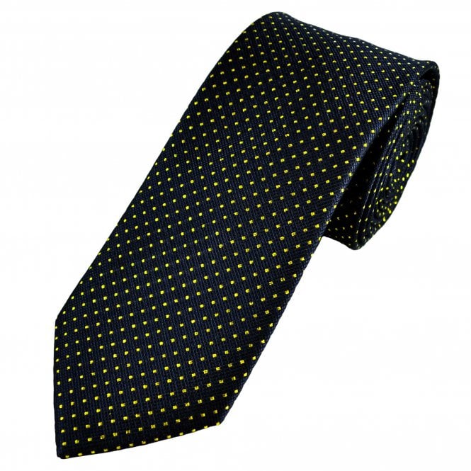 Tresanti Navy Blue & Gold Polka Dot Men's Silk Designer Tie