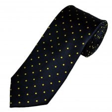 Tresanti Navy Blue & Gold Polka Dot Men's Silk Designer Tie