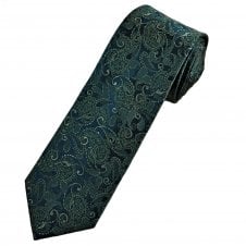 Tresanti Navy Blue & Green Paisley Men's Silk Designer Tie