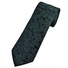 Tresanti Navy Blue & Green Paisley Men's Silk Designer Tie