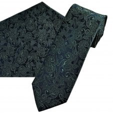 Tresanti Navy Blue & Green Paisley Men's Silk Tie & Pocket Square Handkerchief Set