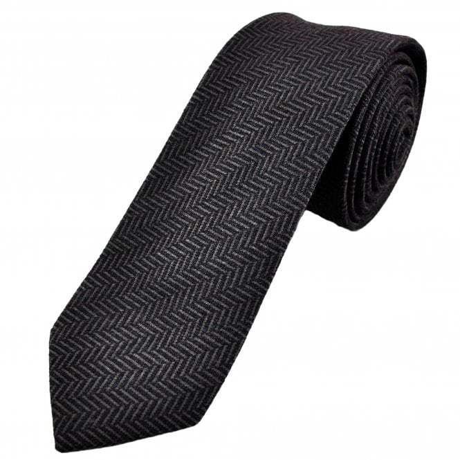 Tresanti Navy Blue & Grey Chevron Pattern Wool Blend Men's Tie