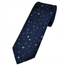 Tresanti Navy Blue & Grey Floral Men's Designer Silk Tie