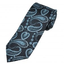 Tresanti Navy, Blue & Grey Paisley Patterned Men's Silk Tie