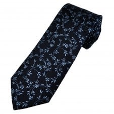 Tresanti Navy Blue & Light Blue Flower Pattern Men's Silk Tie