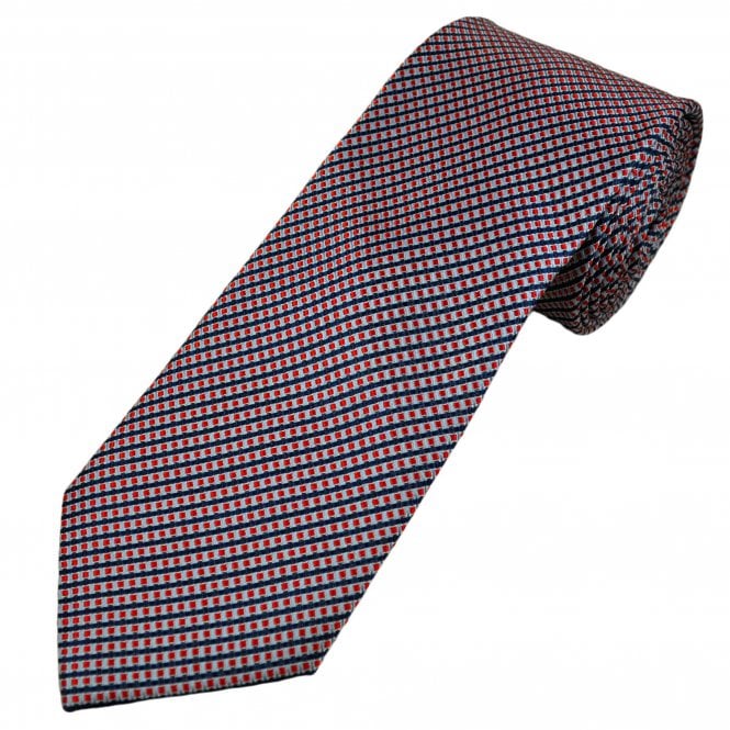 Tresanti Navy Blue, Light Blue & Red Pattern Men's Silk Tie