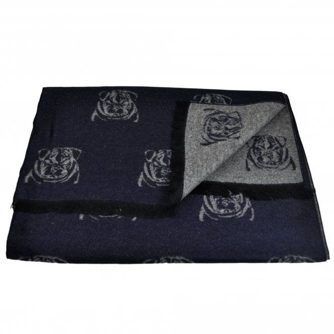 Tresanti Navy Blue & Light Grey Bulldog Reversible Scarf
