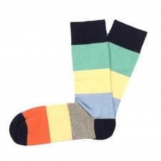 Tresanti Navy Blue, Mint Green, Yellow & Sky Blue Stripe Combed Cotton Men's Socks