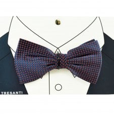 Tresanti Navy Blue & Orange Patterned Men's Silk Bow Tie