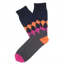 Tresanti Navy Blue, Orange, Pink & Grey Pattern Combed Cotton Men's Socks