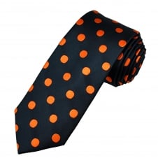 Tresanti Navy Blue & Orange Polka Dot Silk Men's Tie