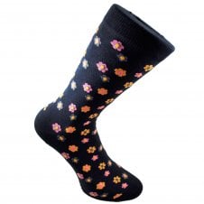 Tresanti Navy Blue, Pink, Orange & Grey Flower Patterned Men's Socks