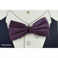Tresanti Navy Blue & Pink Square Pattern Silk Men's Bow Tie