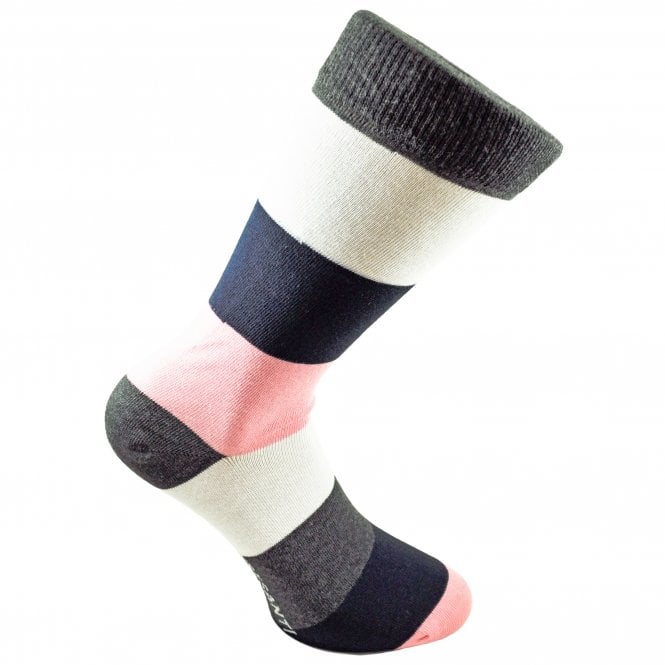 Tresanti Navy Blue, Pink, White & Grey Striped Men's Socks