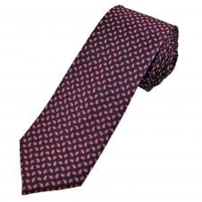 Tresanti Navy Blue, Red, Blue & Silver Teardrop Paisley Pattern Men's Silk Tie