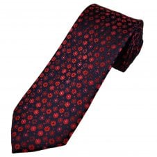 Tresanti Navy Blue, Red, Burgundy & Pink Flower Pattern Men's Silk Designer Tie
