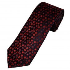 Tresanti Navy Blue, Red, Burgundy & Pink Flower Patterned Silk Designer Tie