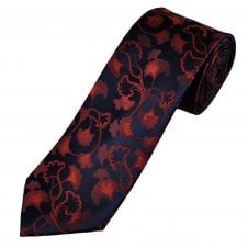 Tresanti Navy Blue & Red Floral Pattern Men's Silk Designer Tie