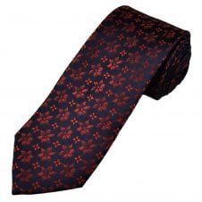 Tresanti Navy Blue & Red Floral Pattern Men's Silk Designer Tie