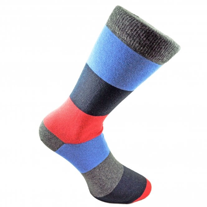 Tresanti Navy Blue, Red, Grey & Blue Striped Men's Socks