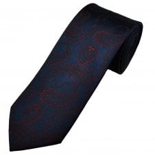 Tresanti Navy Blue & Red Paisley Pattern Men's Designer Silk Tie