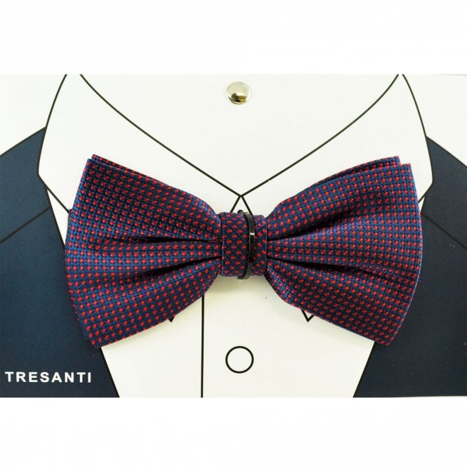 Tresanti Navy Blue & Red Patterned Men's Silk Bow Tie